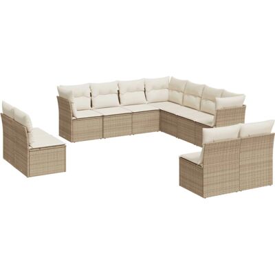 vidaXL 12-Tlg. Garten-Sofagarnitur - Beige, Poly Rattan vidaXL 12-Tlg. Garten-Sofagarnitur - Beige, Poly Rattan