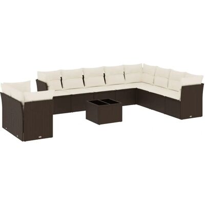 vidaXL Gartenmöbel-Set - Braun & Creme - 11-tlg. Sofa vidaXL Gartenmöbel-Set - Braun & Creme - 11-tlg. Sofa