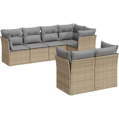VidaXL Gartenmöbel-Set - Beige, 7-teilig, Modular VidaXL Gartenmöbel-Set - Beige, 7-teilig, Modular