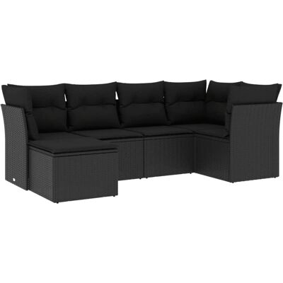 vidaXL 6-Tlg. Garten-Sofagarnitur Mit Kissen Beige Poly Rattan Farbe: Schwarz - Gartenset vidaXL 6-Tlg. Garten-Sofagarnitur Mit Kissen Beige Poly Rattan Farbe: Schwarz - Gartenset