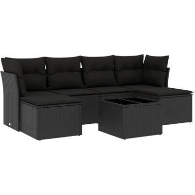 vidaXL Gartenmöbel-Set - Schwarz - Modular 6-teiliges Sofa vidaXL Gartenmöbel-Set - Schwarz - Modular 6-teiliges Sofa