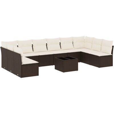 vidaXL 10-Tlg. Garten-Sofagarnitur Mit Kissen Poly Rattan Braun - Gartenmöbel vidaXL 10-Tlg. Garten-Sofagarnitur Mit Kissen Poly Rattan Braun - Gartenmöbel