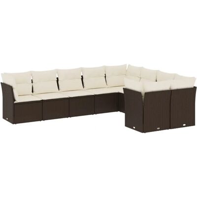 VidaXL Outdoormöbel-Set - Beige, Braun, Creme - Gartensofa 9 Stück VidaXL Outdoormöbel-Set - Beige, Braun, Creme - Gartensofa 9 Stück