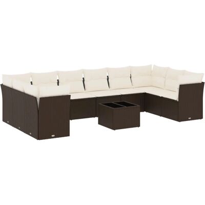 vidaXL 11-tlg. Gartenmöbel-Set - Beige - Garten-Sofagarnitur mit Kissen vidaXL 11-tlg. Gartenmöbel-Set - Beige - Garten-Sofagarnitur mit Kissen