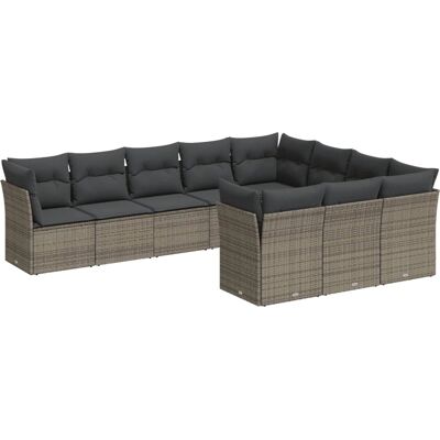 vidaXL 10-tlg. Garten-Sofagarnitur mit Kissen - Grau, Modell: 3250069 vidaXL 10-tlg. Garten-Sofagarnitur mit Kissen - Grau, Modell: 3250069