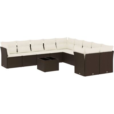 vidaXL 11-Tlg. Garten-Sofagarnitur Mit Kissen Beige Poly Rattan vidaXL 11-Tlg. Garten-Sofagarnitur Mit Kissen Beige Poly Rattan