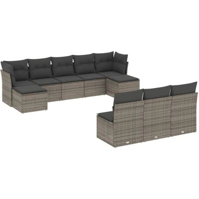 VidaXL Gartensofa-Set - Modular, Grau, 10 Sitze VidaXL Gartensofa-Set - Modular, Grau, 10 Sitze