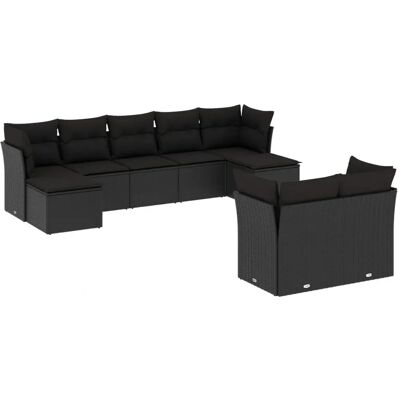 vidaXL Gartenmöbel-Set - Schwarz - 9 Plätze Modulares vidaXL Gartenmöbel-Set - Schwarz - 9 Plätze Modulares