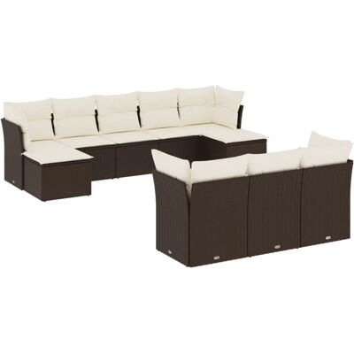 vidaXL 11-tlg. Garten-Sofagarnitur mit Kissen - Braun & Creme vidaXL 11-tlg. Garten-Sofagarnitur mit Kissen - Braun & Creme