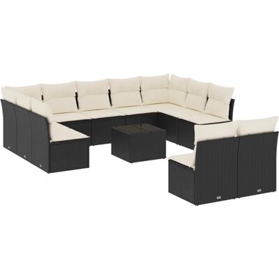 VidaXL Gartenmöbel-Set - Schwarz, Creme, Modular - Gartensofa VidaXL Gartenmöbel-Set - Schwarz, Creme, Modular - Gartensofa