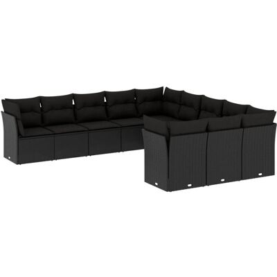 vidaXL 11-tlg. Garten-Sofagarnitur Schwarz vidaXL 11-tlg. Garten-Sofagarnitur Schwarz