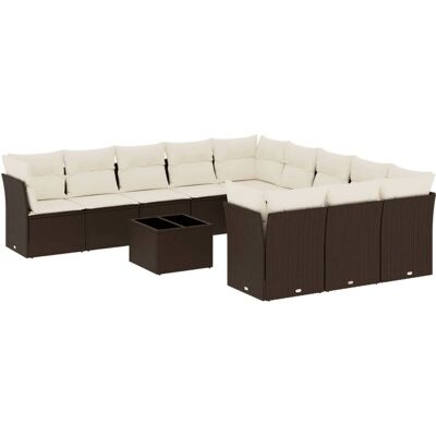 vidaXL Gartenmöbel-Set - Braun & Creme - Modular Sofa vidaXL Gartenmöbel-Set - Braun & Creme - Modular Sofa