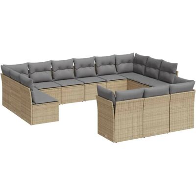 vidaXL Gartenmöbelset - Beige, Grau - 14-tlg. Gartensofa vidaXL Gartenmöbelset - Beige, Grau - 14-tlg. Gartensofa