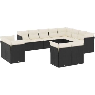 vidaXL Gartenmöbel-Set - Schwarz & Creme - 12-teiliges Sofaset vidaXL Gartenmöbel-Set - Schwarz & Creme - 12-teiliges Sofaset