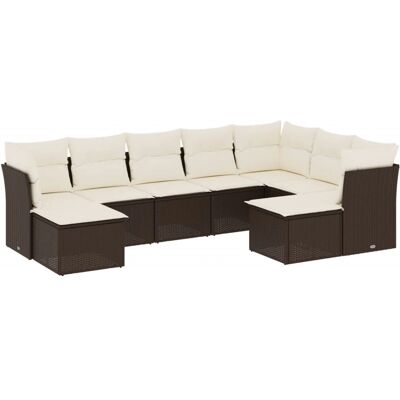 VidaXL 9-teiliges Gartensofagarnitur Braun VidaXL 9-teiliges Gartensofagarnitur Braun