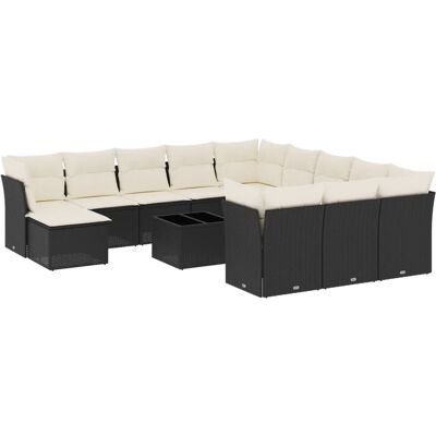 vidaXL 12-Tlg. Garten-Sofagarnitur Mit Kissen Beige Poly Rattan Farbe: Schwarz und Cr - Outdoor Möbel vidaXL 12-Tlg. Garten-Sofagarnitur Mit Kissen Beige Poly Rattan Farbe: Schwarz und Cr - Outdoor Möbel