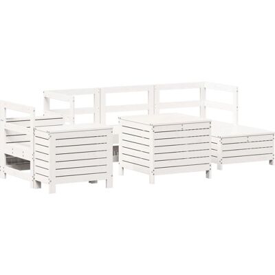 vidaXL 7-teiliges Gartenmöbel-Set - Ecksofa Weiß vidaXL 7-teiliges Gartenmöbel-Set - Ecksofa Weiß