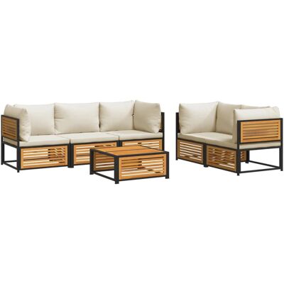 vidaXL 6-Tlg. Garten-Sofagarnitur Mit Kissen - Akazie Creme Modell vidaXL 6-Tlg. Garten-Sofagarnitur Mit Kissen - Akazie Creme Modell