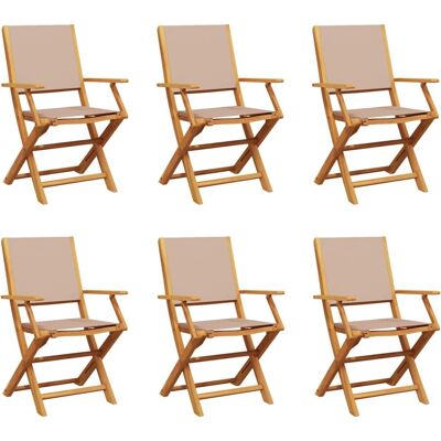 vidaXL Gartensessel 6 Stück Klappbar Taupe Holz vidaXL Gartensessel 6 Stück Klappbar Taupe Holz