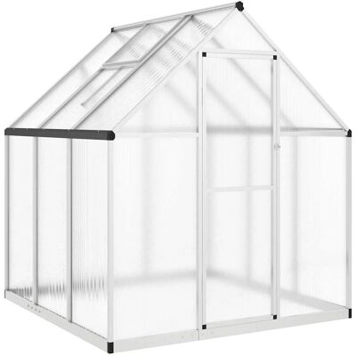 vidaXL Serre avec cadre de base argent 169x169x195 cm Aluminium - Serre vidaXL Serre avec cadre de base argent 169x169x195 cm Aluminium - Serre