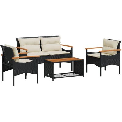 VidaXL Gartenset - langlebiges synthetisches Rattanmöbelset - Tisch, Bank, 3 Stühle VidaXL Gartenset - langlebiges synthetisches Rattanmöbelset - Tisch, Bank, 3 Stühle