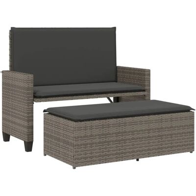 VidaXL Ogrodowa ławka 2w1 - Szara 2-in-1 ławka i sofa rozkładana VidaXL Ogrodowa ławka 2w1 - Szara 2-in-1 ławka i sofa rozkładana