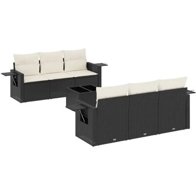 vidaXL 7-tlg. Gartensofagarnitur mit Kissen - Schwarz / Creme - Modular vidaXL 7-tlg. Gartensofagarnitur mit Kissen - Schwarz / Creme - Modular