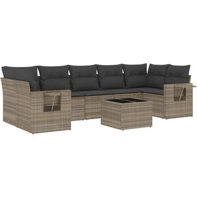 vidaXL 8-Tlg. Garten-Sofagarnitur Mit Kissen Beige Poly Rattan - Hellgrau - Gartenmöbel vidaXL 8-Tlg. Garten-Sofagarnitur Mit Kissen Beige Poly Rattan - Hellgrau - Gartenmöbel