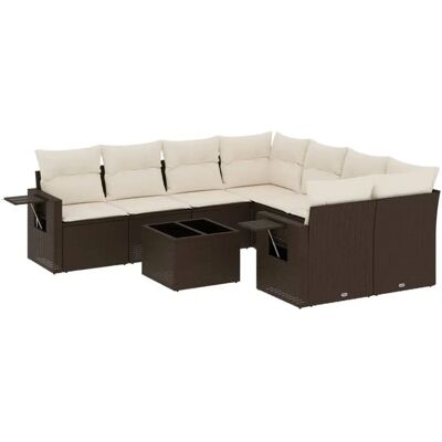 vidaXL Outdoormöbel-Set - Braun und Creme - Garten-Sofagarnitur 9-tlg vidaXL Outdoormöbel-Set - Braun und Creme - Garten-Sofagarnitur 9-tlg