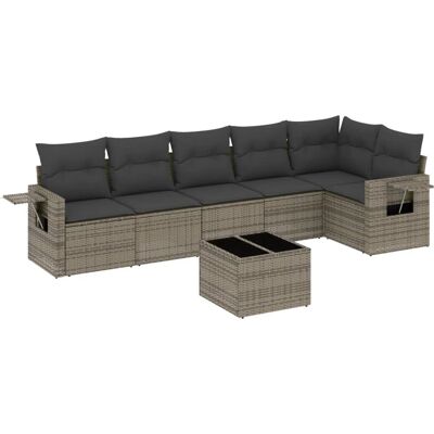 vidaXL 7-tlg. Garten-Sofagarnitur mit Kissen Grau - Modular vidaXL 7-tlg. Garten-Sofagarnitur mit Kissen Grau - Modular