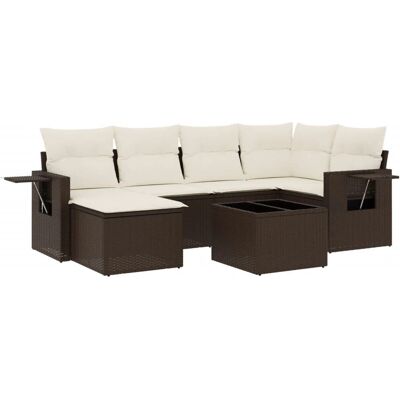 vidaXL Gartenmöbel-Set - Beige, Modulares, Glastisch vidaXL Gartenmöbel-Set - Beige, Modulares, Glastisch