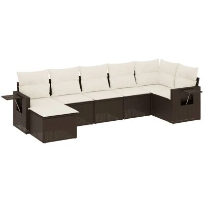 VidaXL Gartenmöbel-Set - Braun & Creme - 7-tlg. Sofa VidaXL Gartenmöbel-Set - Braun & Creme - 7-tlg. Sofa