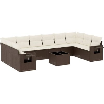 vidaXL Gartenmöbel Set 10-tlg. Beige Poly Rattan vidaXL Gartenmöbel Set 10-tlg. Beige Poly Rattan
