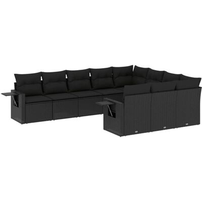 vidaXL 10-tlg. Garten-Sofagarnitur Mit Kissen Poly Rattan Schwarz - Modell: Mi vidaXL 10-tlg. Garten-Sofagarnitur Mit Kissen Poly Rattan Schwarz - Modell: Mi