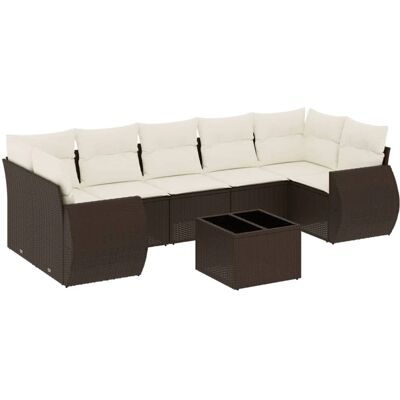 vidaXL Gartensofagarnitur 8-teilig - Braun & Creme - Außenmöbel vidaXL Gartensofagarnitur 8-teilig - Braun & Creme - Außenmöbel