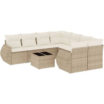 vidaXL Gartenmöbel-Set - Beige, 9 Teile vidaXL Gartenmöbel-Set - Beige, 9 Teile