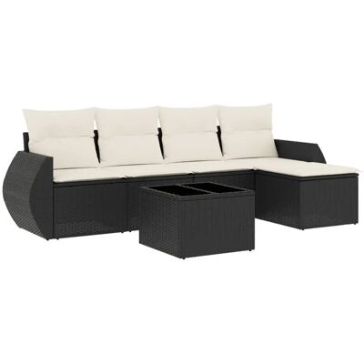 vidaXL Gartenmöbel-Set - Schwarz und Creme - 6-teiliges Gartensofa-Modul - Gartenmöbel vidaXL Gartenmöbel-Set - Schwarz und Creme - 6-teiliges Gartensofa-Modul - Gartenmöbel