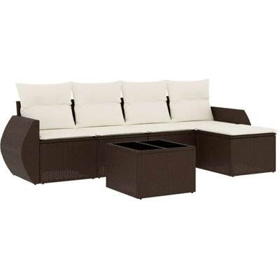 vidaXL 6-tlg. Garten-Sofagarnitur mit Kissen - Braun und Creme - Set vidaXL 6-tlg. Garten-Sofagarnitur mit Kissen - Braun und Creme - Set