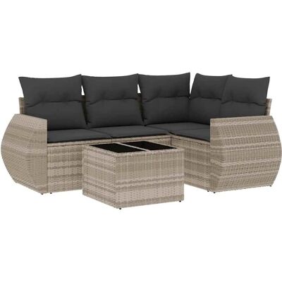 VidaXL Gartenmöbel-Set - langlebiges PE-Rattan, Glastisch, modulares Design VidaXL Gartenmöbel-Set - langlebiges PE-Rattan, Glastisch, modulares Design