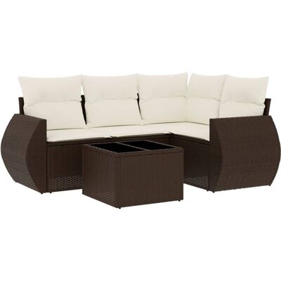 vidaXL 4-Tlg. Garten-Sofagarnitur Mit Kissen Schwarz Poly Rattan Farbe: Braun und Cre vidaXL 4-Tlg. Garten-Sofagarnitur Mit Kissen Schwarz Poly Rattan Farbe: Braun und Cre