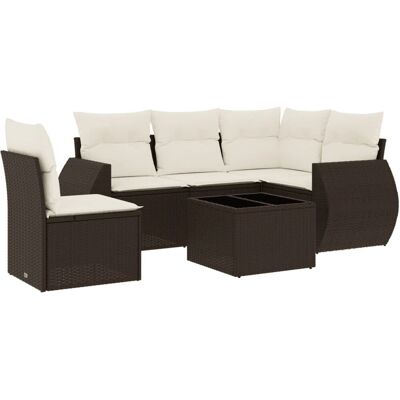 vidaXL 5-Tlg. Garten-Sofagarnitur Mit Kissen Beige Poly Rattan vidaXL 5-Tlg. Garten-Sofagarnitur Mit Kissen Beige Poly Rattan