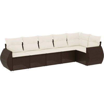 vidaXL 6-Tlg. Garten-Sofagarnitur Mit Kissen Beige - Poly Rattan vidaXL 6-Tlg. Garten-Sofagarnitur Mit Kissen Beige - Poly Rattan