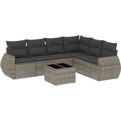 vidaXL 6-tlg. Gartensofa-Set mit Kissen in Grau - Modular vidaXL 6-tlg. Gartensofa-Set mit Kissen in Grau - Modular