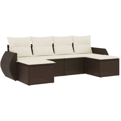 vidaXL Gartensofa-Set 6-tlg. Rattan- und Kissen Braun vidaXL Gartensofa-Set 6-tlg. Rattan- und Kissen Braun
