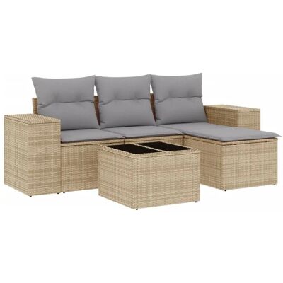vidaXL Udendørs Have Sovesæt - Poly Rattan, Glas, Beige vidaXL Udendørs Have Sovesæt - Poly Rattan, Glas, Beige