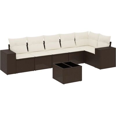 vidaXL 6-tlg. Garten-Sofagarnitur Mit Kissen Poly Rattan Braun vidaXL 6-tlg. Garten-Sofagarnitur Mit Kissen Poly Rattan Braun