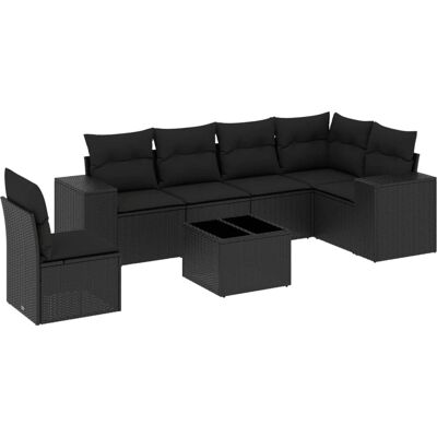vidaXL Gartenmöbel-Set - Schwarz - 7-tlg. modulare Sofagruppe vidaXL Gartenmöbel-Set - Schwarz - 7-tlg. modulare Sofagruppe