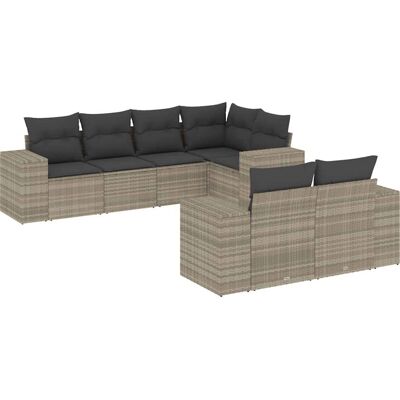 VidaXL Gartenmöbel-Set - 7-tlg. Sofa-Set mit Kissen, Hellgrau VidaXL Gartenmöbel-Set - 7-tlg. Sofa-Set mit Kissen, Hellgrau