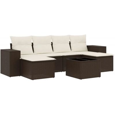 vidaXL 7-Tlg. Garten-Sofagarnitur Mit Kissen Poly Rattan Farbe: Braun und Creme Mod vidaXL 7-Tlg. Garten-Sofagarnitur Mit Kissen Poly Rattan Farbe: Braun und Creme Mod