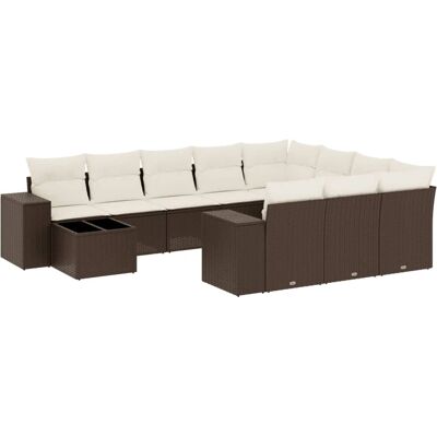 VidaXL 11-Teiliges Gartenmöbel-Set Mit Kissen Braun - Balkon, Terrasse VidaXL 11-Teiliges Gartenmöbel-Set Mit Kissen Braun - Balkon, Terrasse